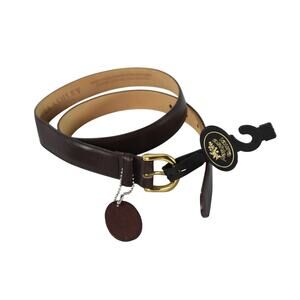 Laura Ashley Vintage Brown Genuine Leather Belt Made in USA Med Classic Buckle